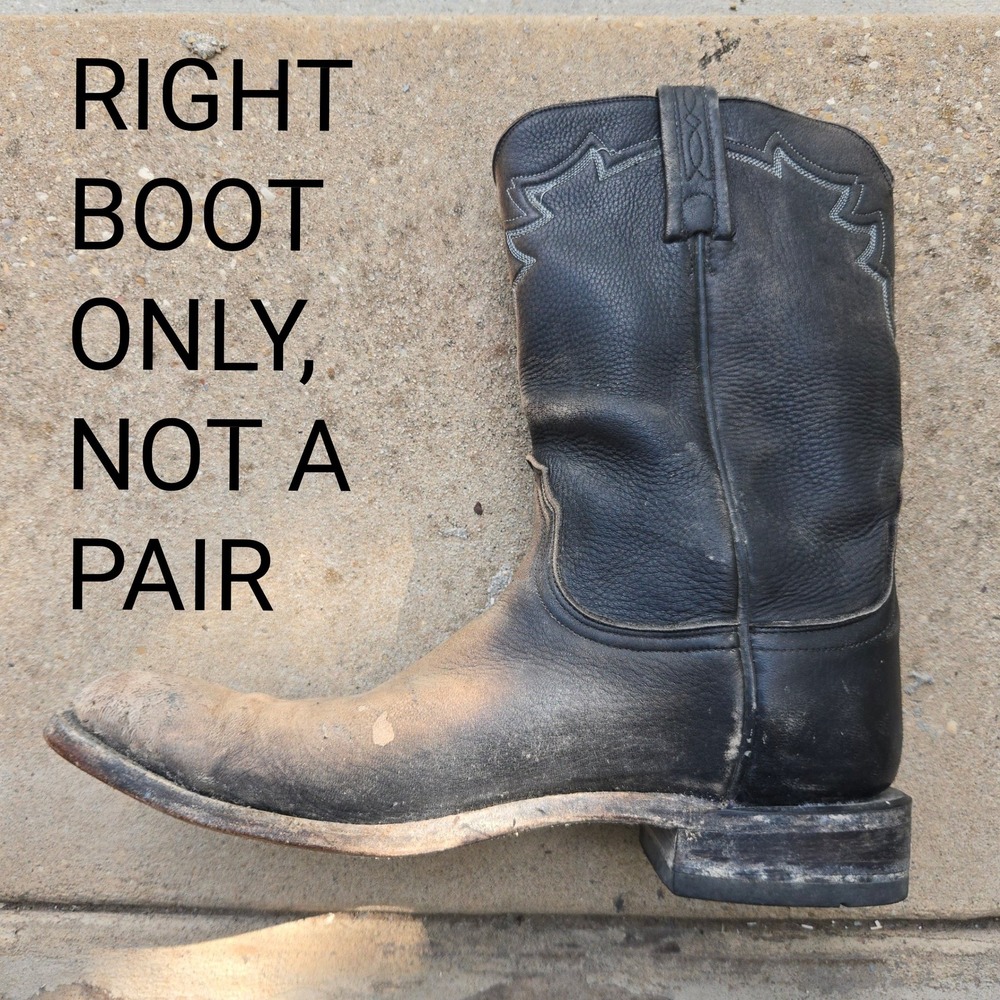 SINGLE Lucchese 2000 RIGHT BOOT ONLY 9 B Men Black Distressed Cowboy Replacement - Picture 3 of 14